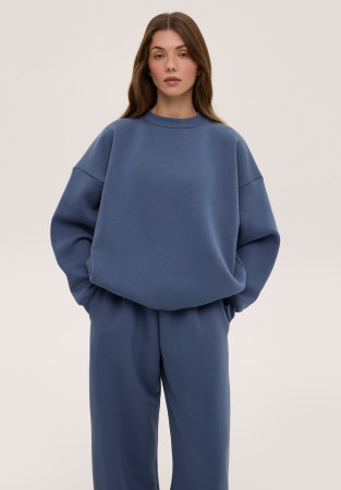 Свитшот трёхнитка утепленная oversize vintage indigo (синий) Свитшот трёхнитка утепленная oversize vintage indigo (синий)
